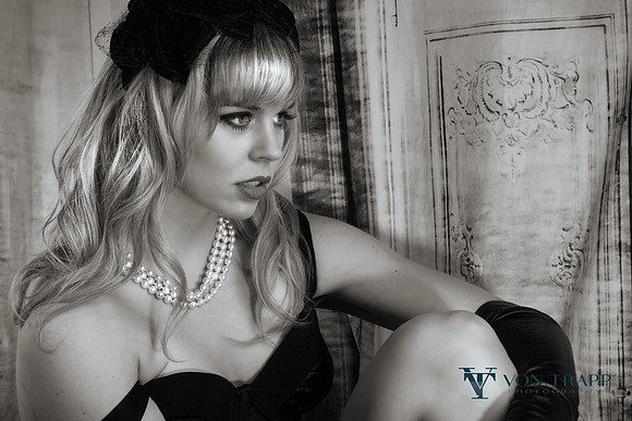 Glamour Photography of a hot blonde created in the Old Hollywood style.