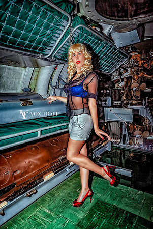 WWII inspired pin up photo aboard the submarine, USS Drum.