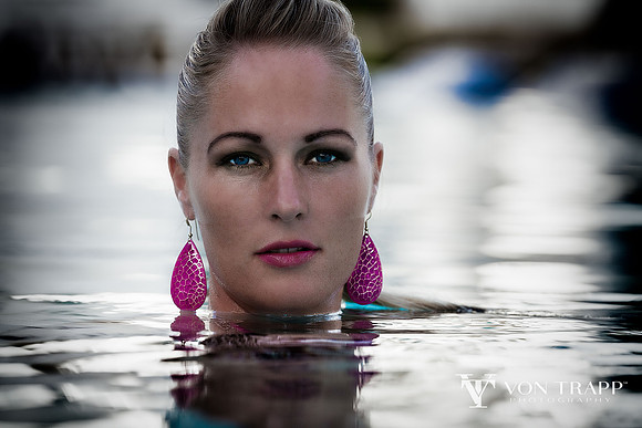 Beauty Fashion Portrait of a woman in a pool in the Dominican Republic.