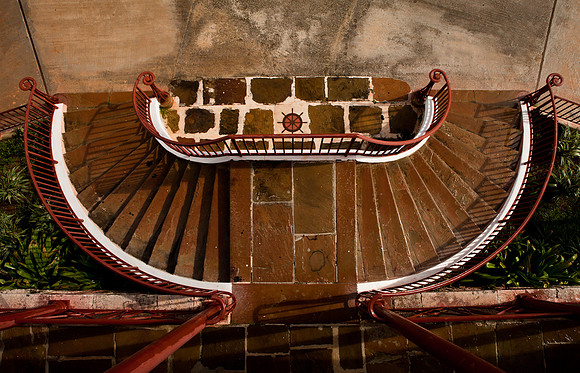 Photo of stone steps leading to the Commissioner's House in Bermuda.