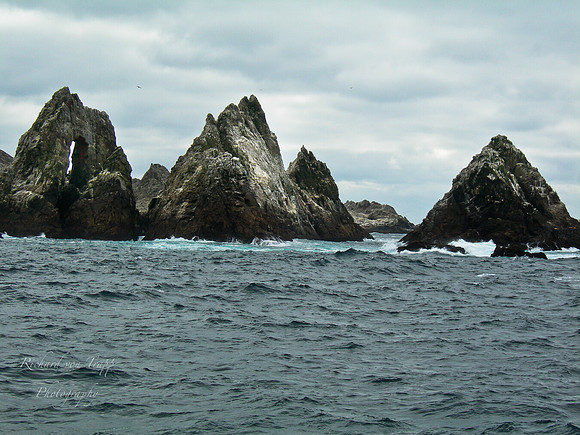 Photo of Farallon Islands (The "Devil's Teeth") west of San Francisco Bay.