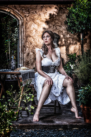 Fine art photograph of a sexy woman dressed as an Italian peasant.