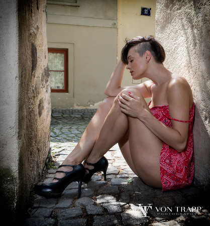 Prague fashion shoot on the streets of the castle district.