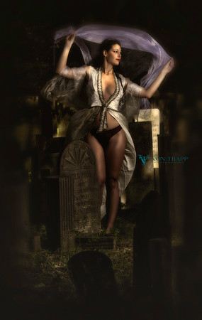 Fine Art glamour shoot in a cemetery in Gouda Holland.