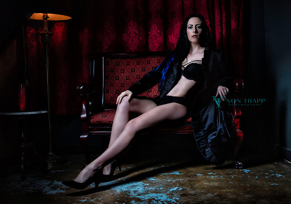 Sexy glamour photo of Austin Author J.M. Buckler in lingerie.