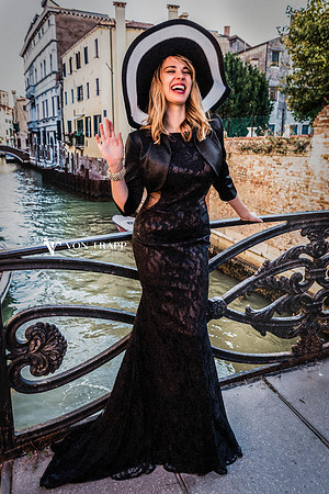 Fashion photo of a woman in Venice.