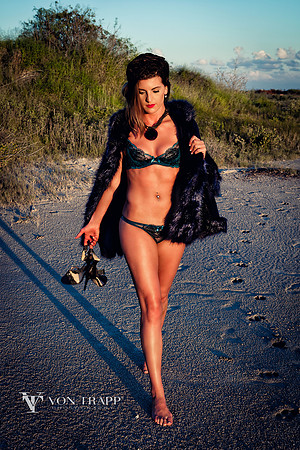 Sexy lingerie glamour photo on the beach.
