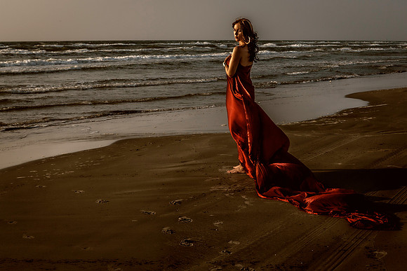 Fine Art image taken on a Texas beach by San Antonio Glamour Fashion Boudoir Photographer.