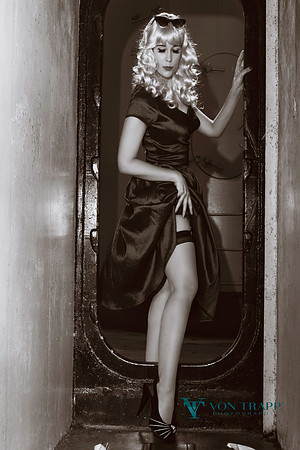 Pinup photo of a woman aboard the U.S.S. Alabama.