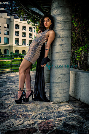 Sexy glamour photo taken along the San Antonio Riverwalk, Texas.