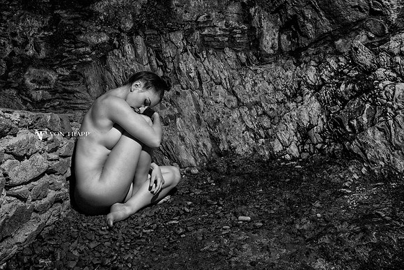 Art nude photo of a woman in a Scottish castle.