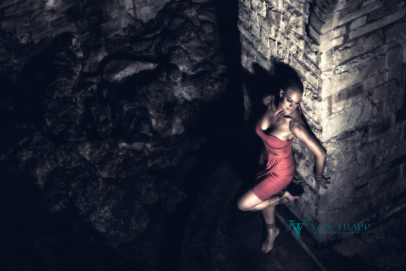 Beautiful and edgy fashion inspired glamour image of a woman outdoors at nighttime in San Antonio.
