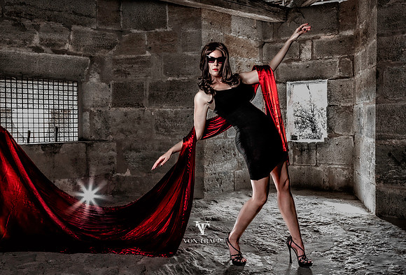Sexy fashion photo taken on location in Rothenburg ob der Tauber, Germany.