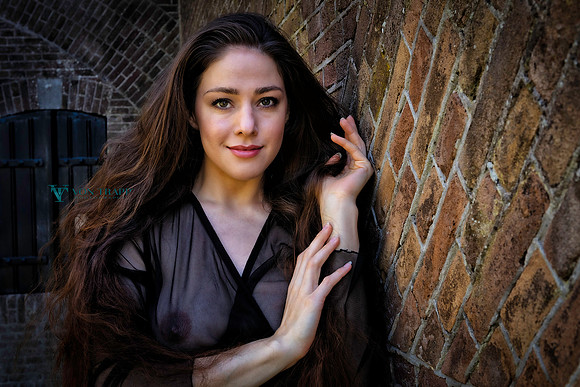 Glamour photo of a sexy woman in a sheer dress.