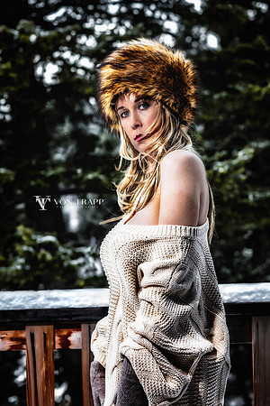 Sexy winter portrait of a hot blonde.