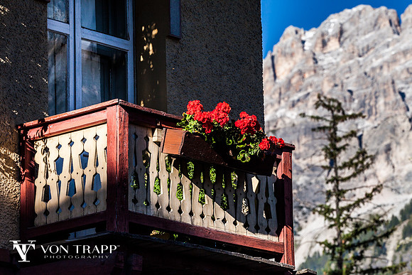 Window box in the Tyrollean town of Cortina Italy photographed by Austin/ San Antonio Glamour photographer Richard von Trapp.