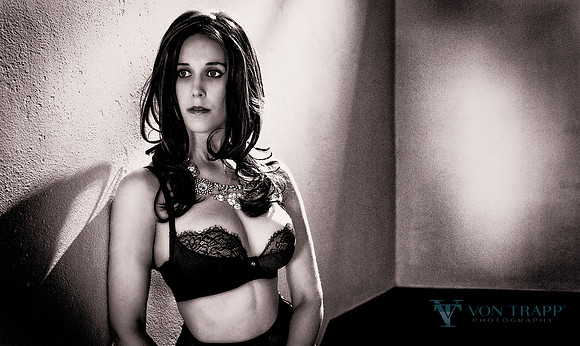 Fashion Boudoir Glamour photo of a sexy woman in a lace bra.