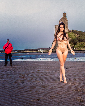 Art nude of a sexy woman on a Scottish beach.