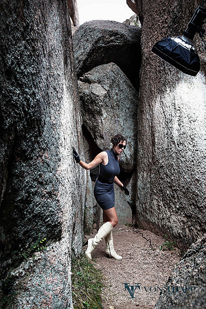 Behind the scenes at Enchanted rock Glamour Photography Shoot.