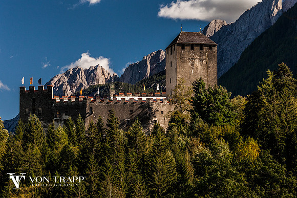 Castle in the foothills of the Dolomites of Italy.Travel photograph by Austin/Houston/San Antonio Glamour Photographer Richard von Trapp.